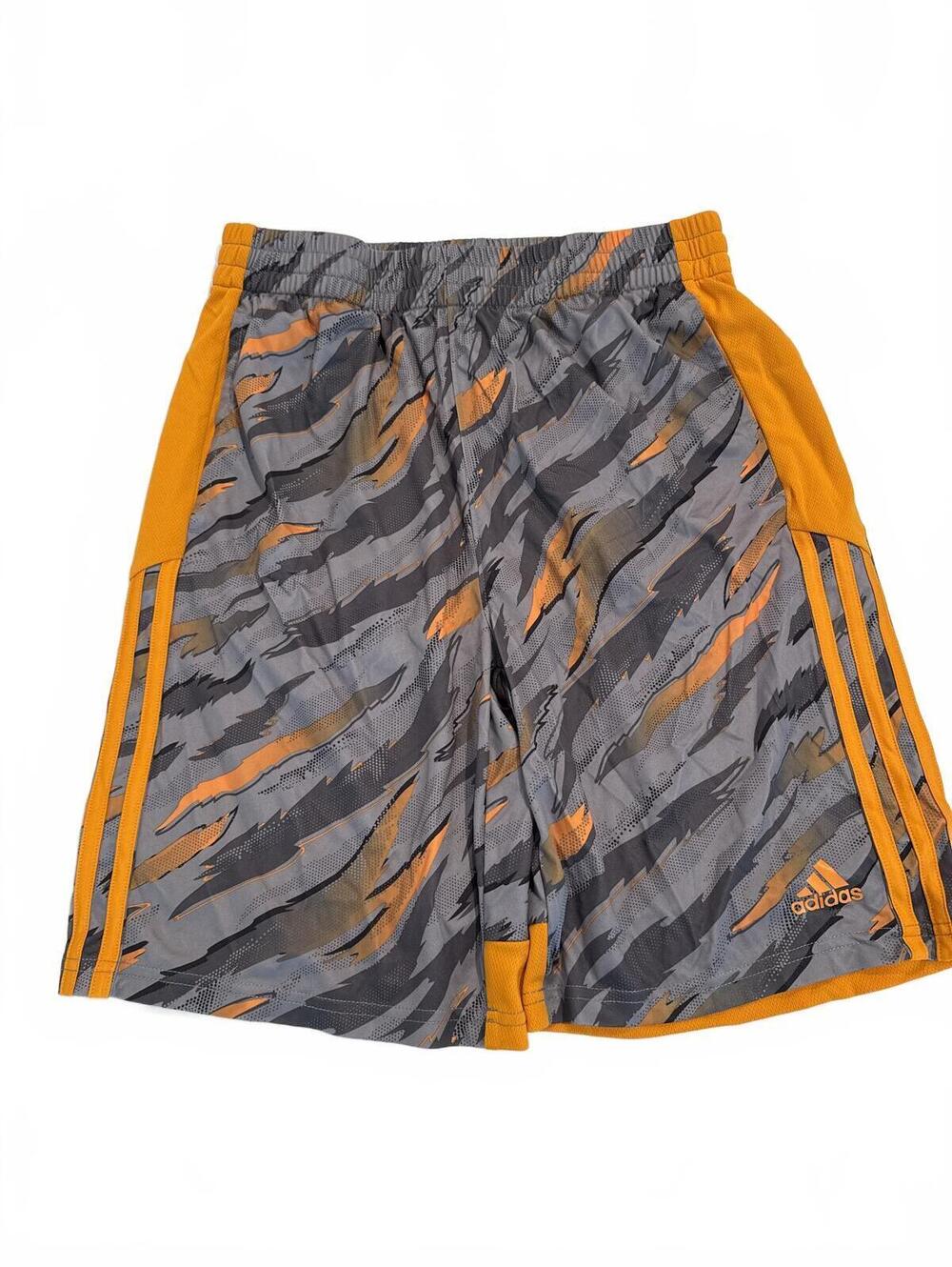 Adidas Orange Camo Athletic Shorts - Boys XL
